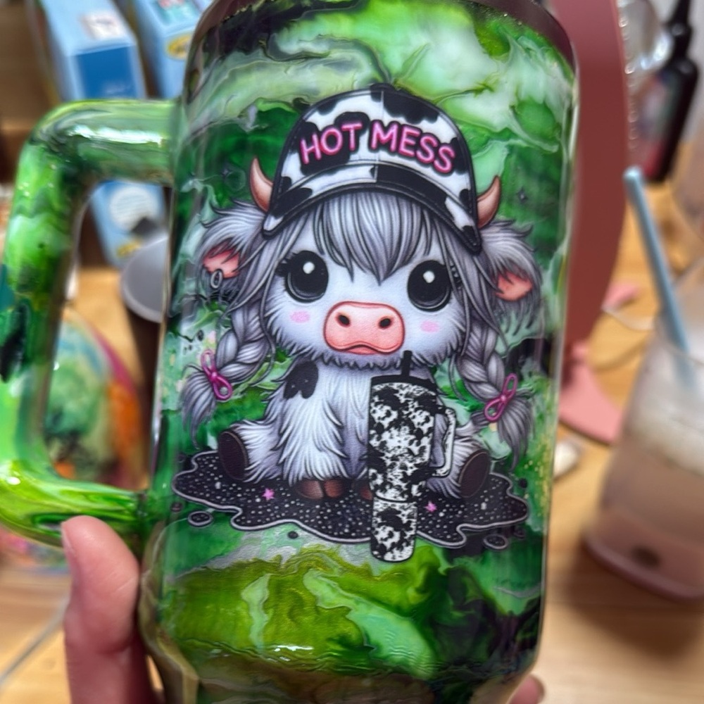 Highland Cow Custom Order 40 oz Tumbler Cup with Handle Personalize Your Color